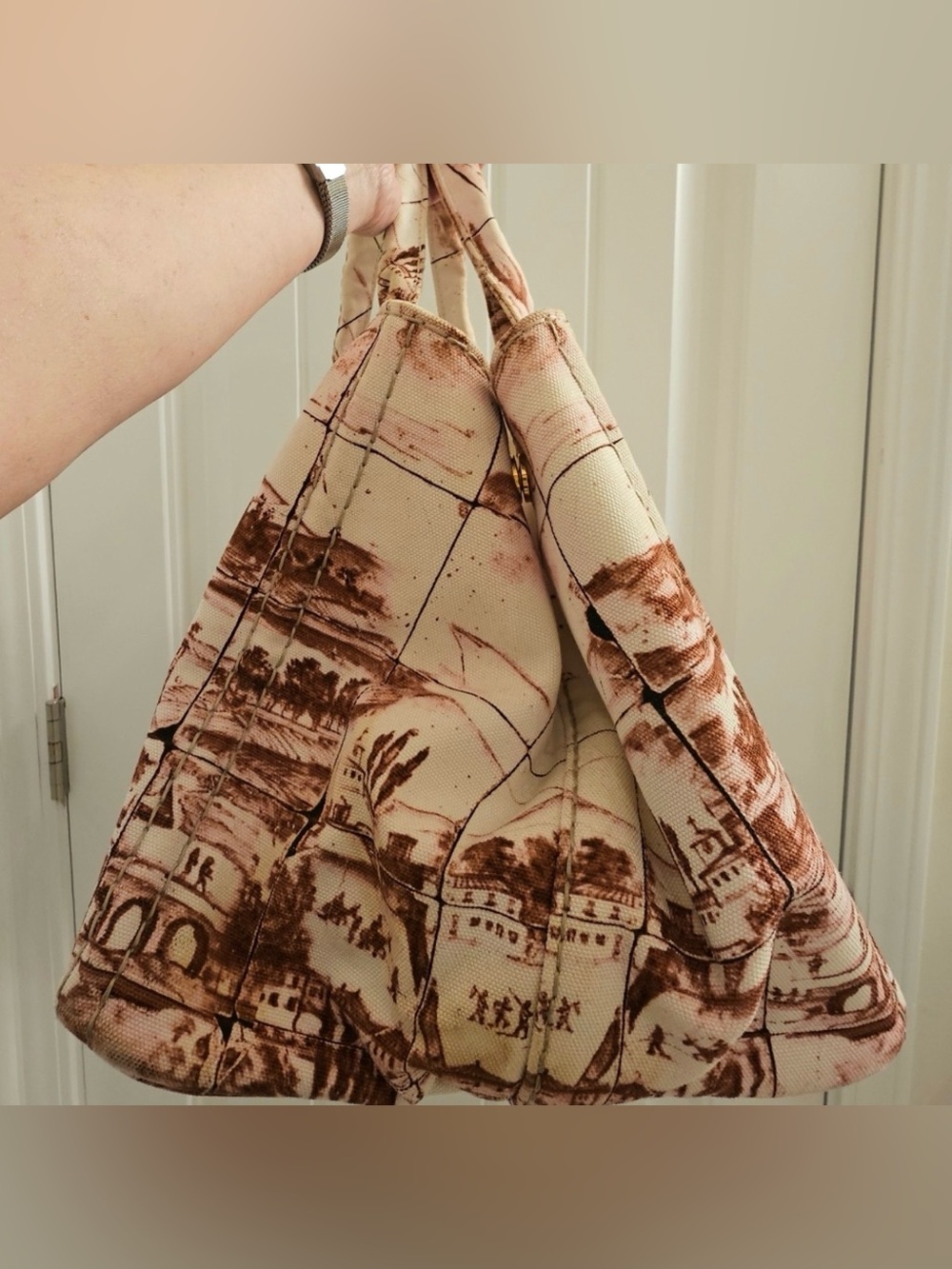 Prada Stampata Canapa Canvas Tote - Picture 3 of 13